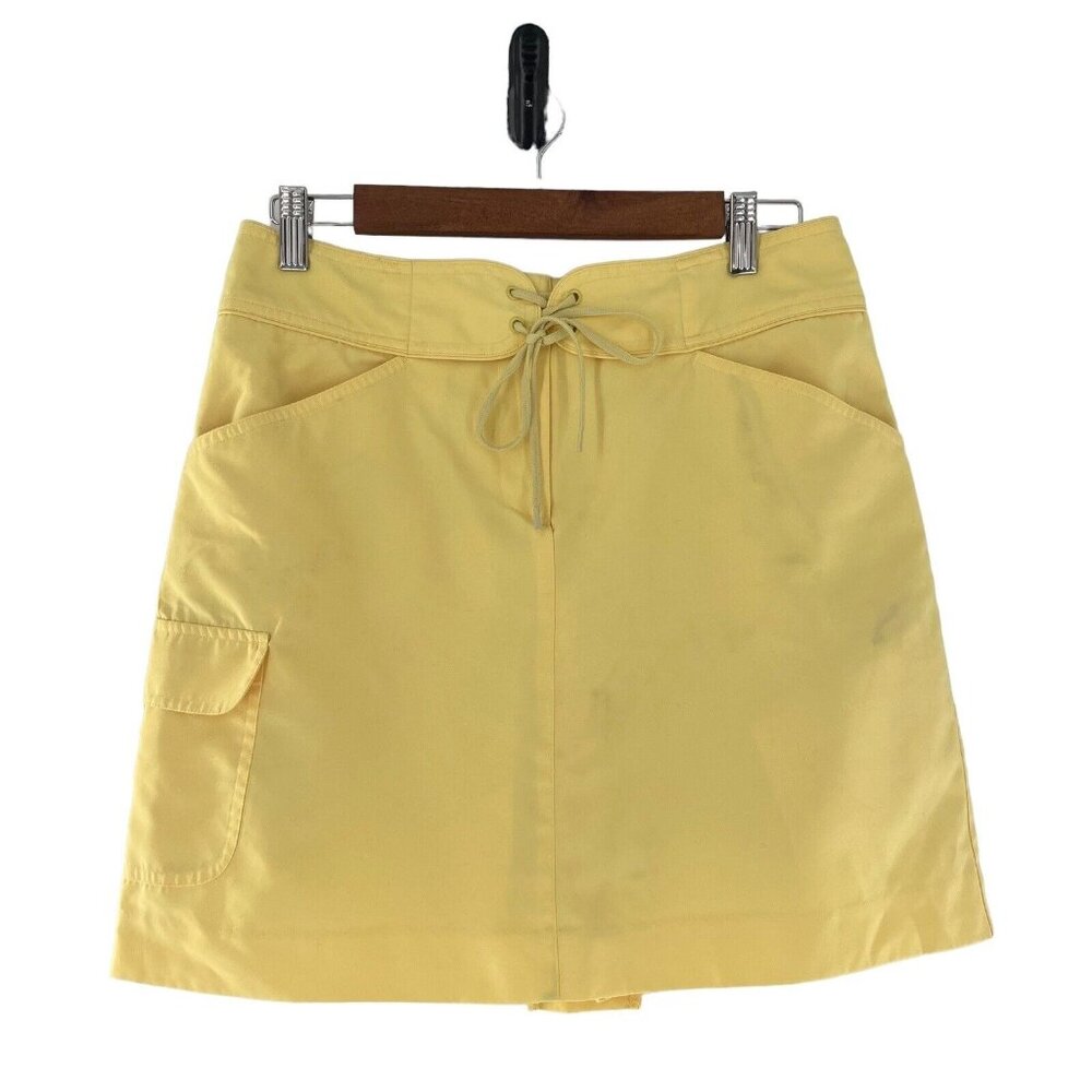 Izod Ladies Yellow Skort With Tie Waist & Pocket Design Size 4 Golf Tennis Skirt